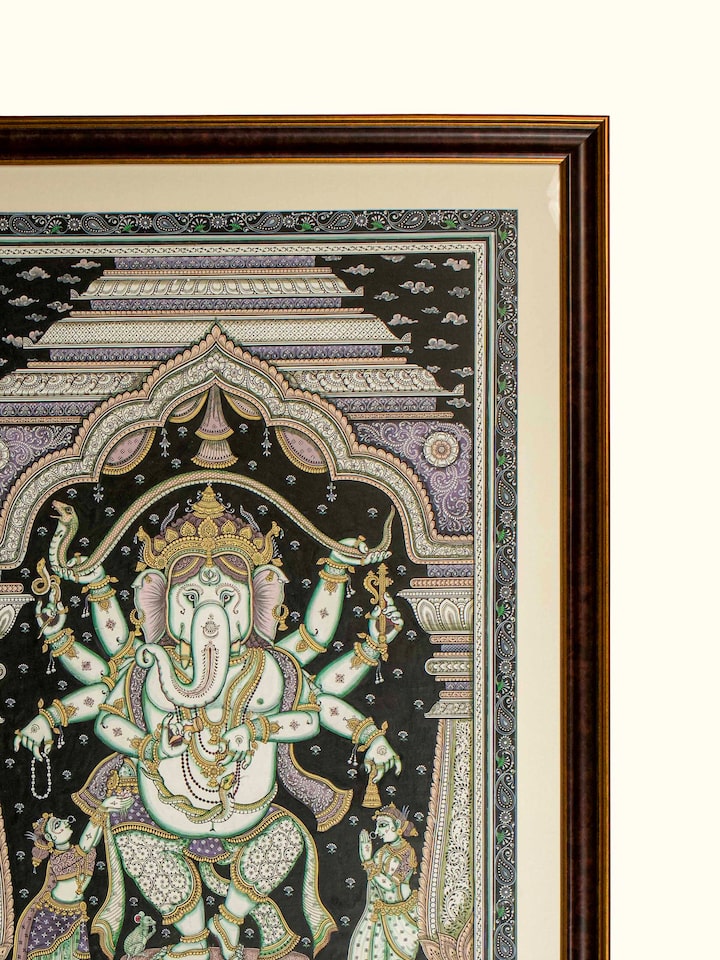 Detail view of the Ganesha Pattachitra Painting