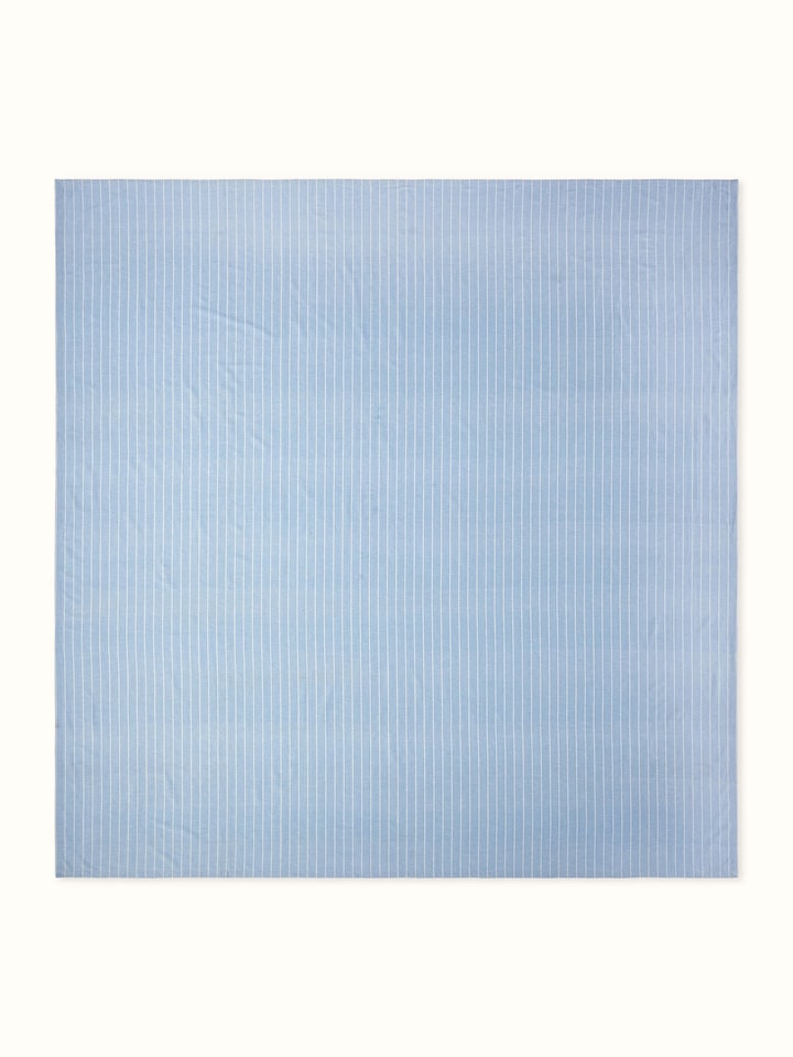 Keshod Handloom Cotton Sage Chambray Stripe King-size Bedsheet Set
