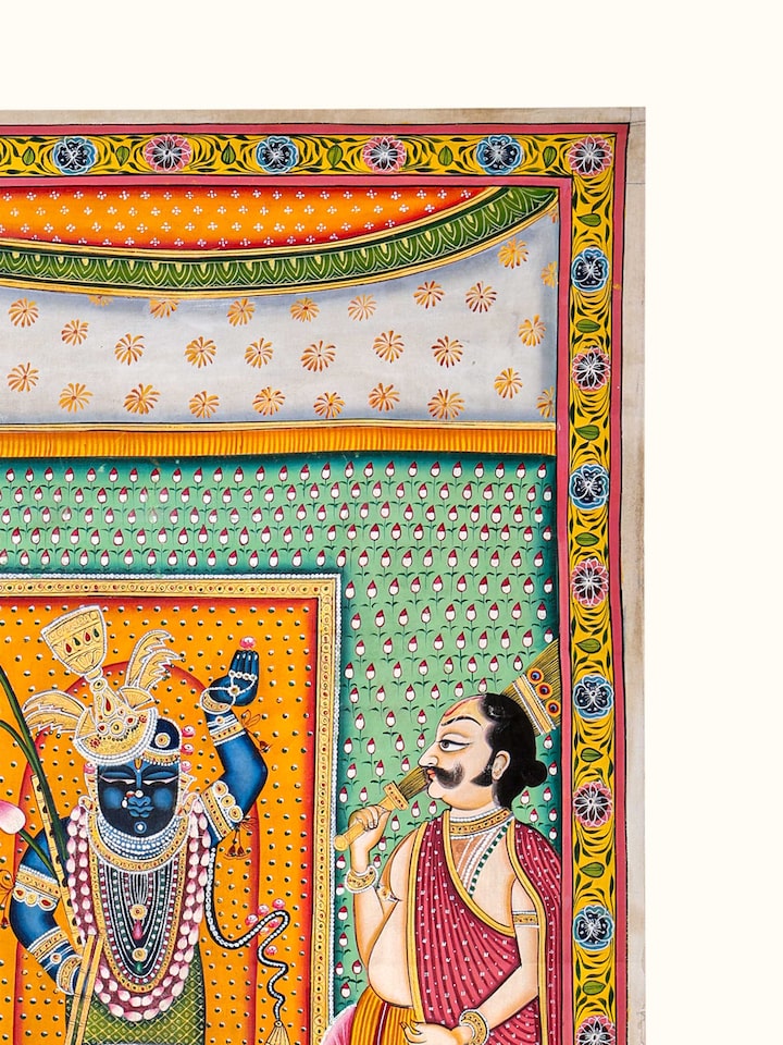 Rear detail view of the Shrinathji Aarti Pichwai Painting