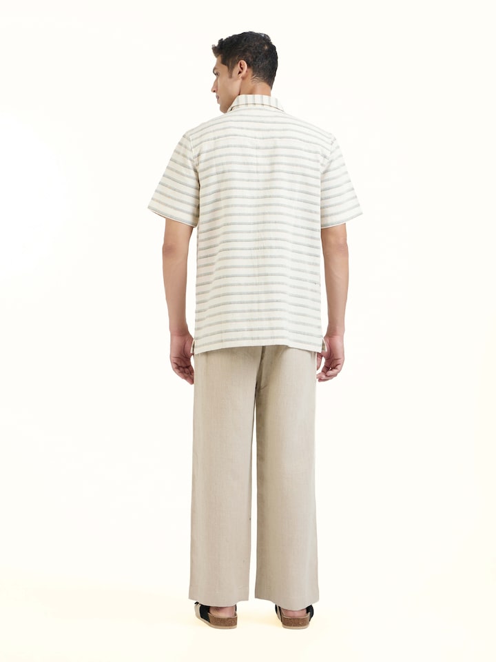 Back view of Ivory Kutchi Embroidered Shirt emphasizing the overall design and fine details