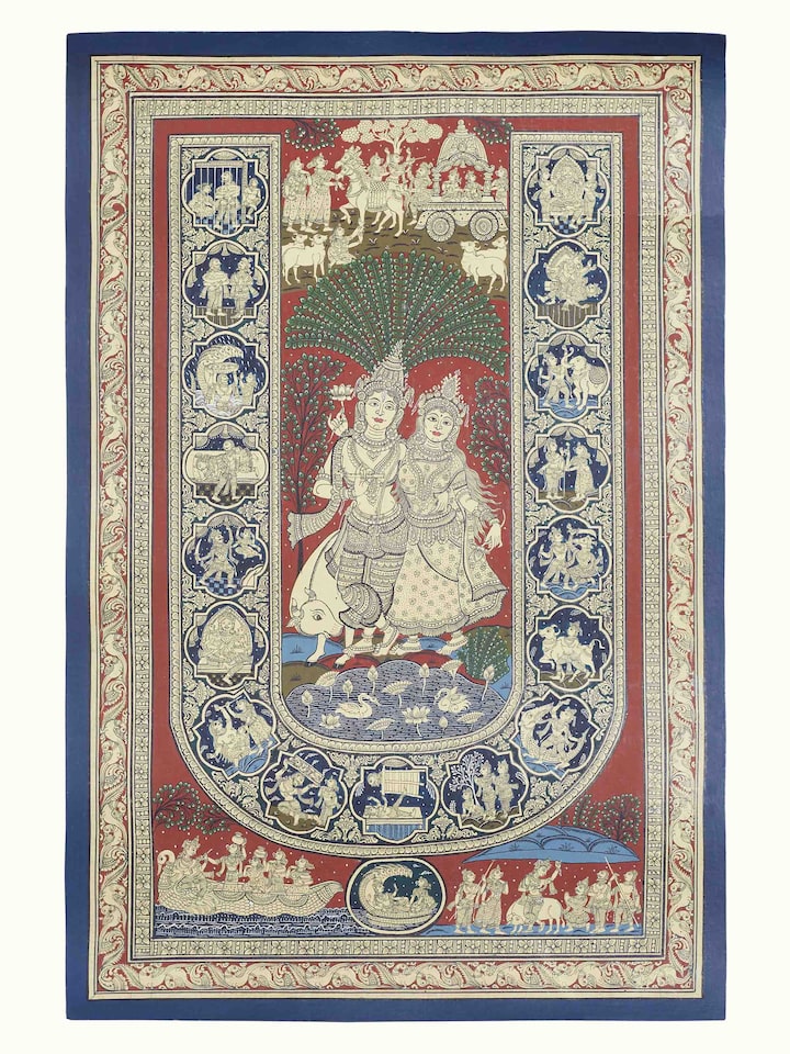 Front view of the Krishna Leela Patachitra Painting
