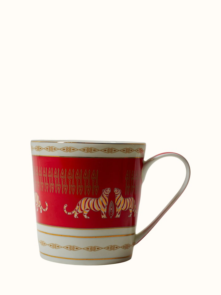 Front view of Ceramic Coffee Mugs With Gold-Accents (2 Pcs) showing the front design and form