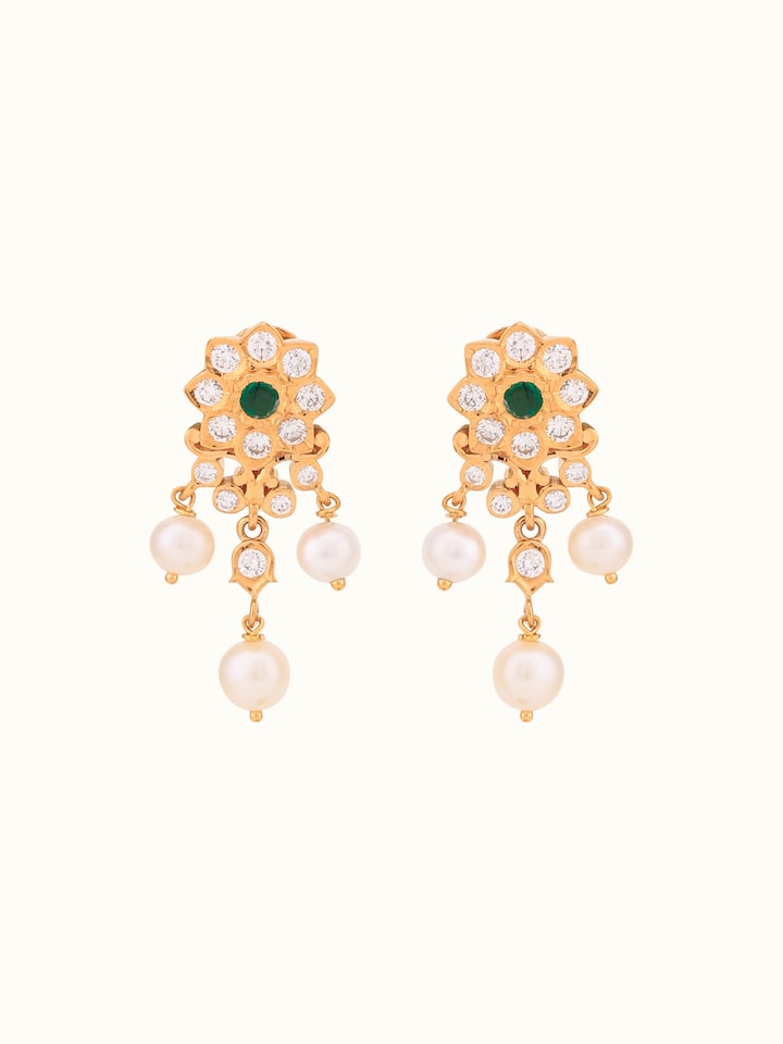 Close-setting 22 Karat Gold Drop Earrings