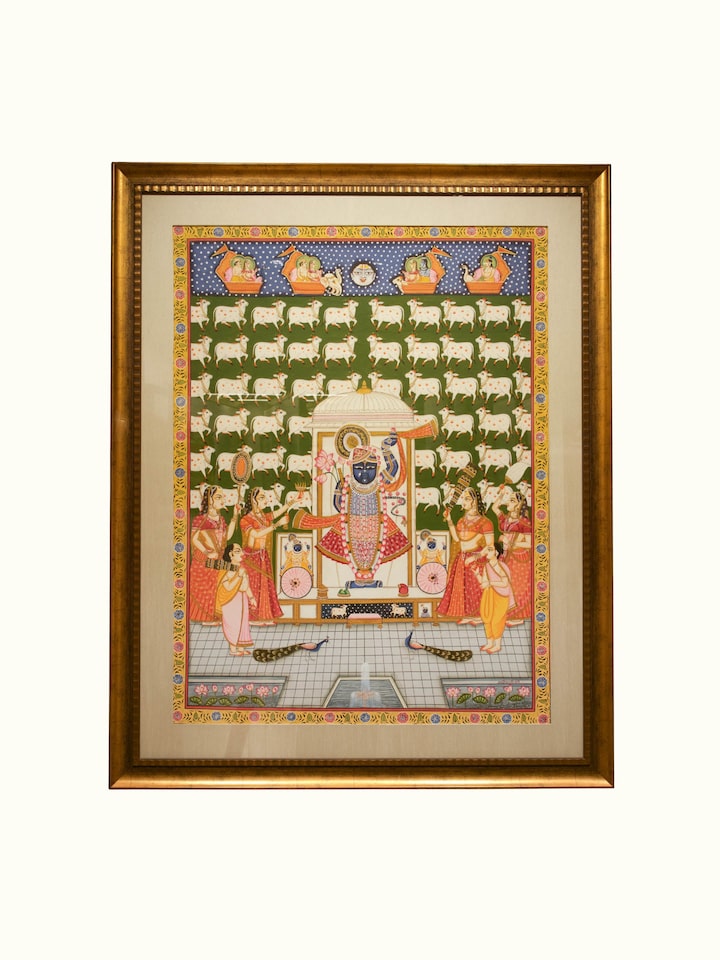 Front view of the Shrinathji Aarti Gopashtami Pichwai Painting