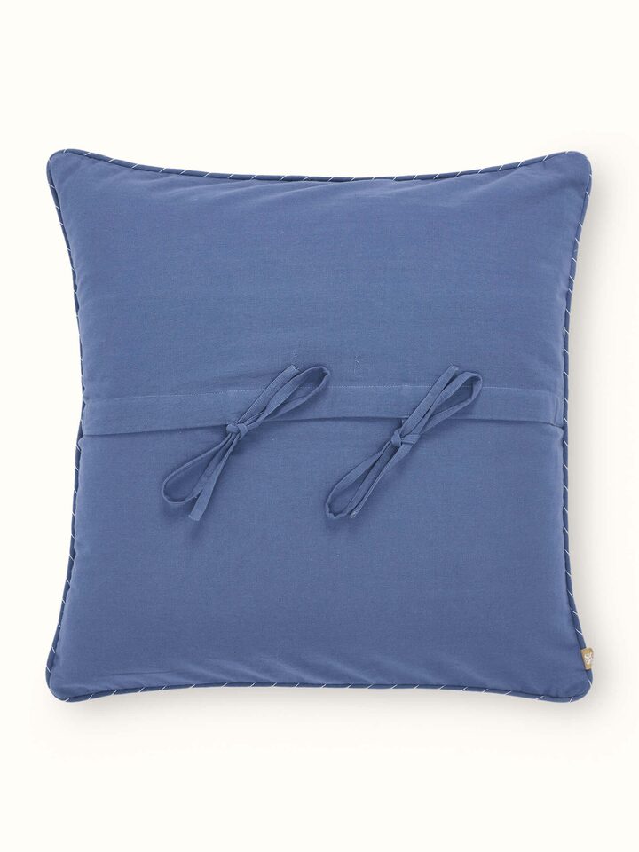 Rann Blue Buti Cotton Chikankari Hand Embroidered Cushion Cover