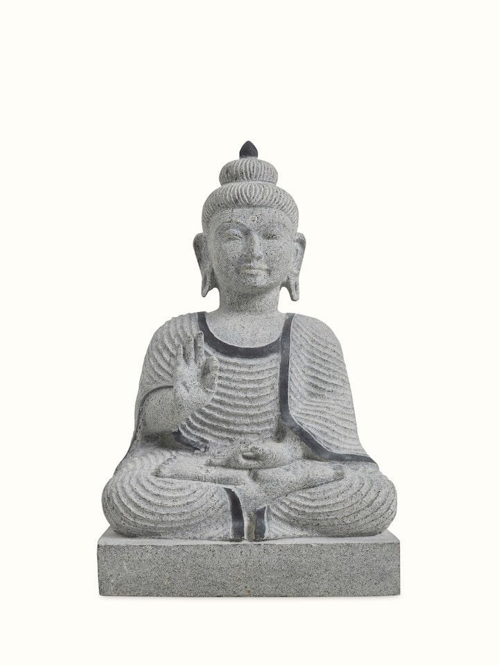 Front view of the Stone Carved Buddha Idol