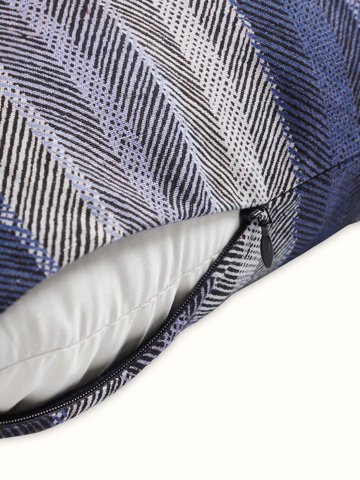 Parvat Indigo Stripe Linen Cotton Sanganeri Block Printed Cushion Cover