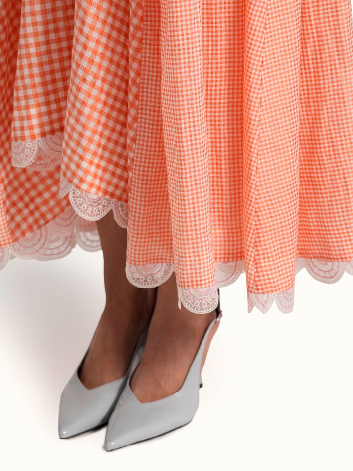 Draped detail view of the Pink Cotton Silk Handloom Dress