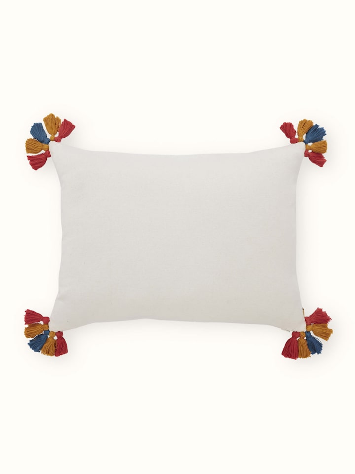 Varna Multicolor All-over Cotton Pakko Hand Embroidered Cushion Cover