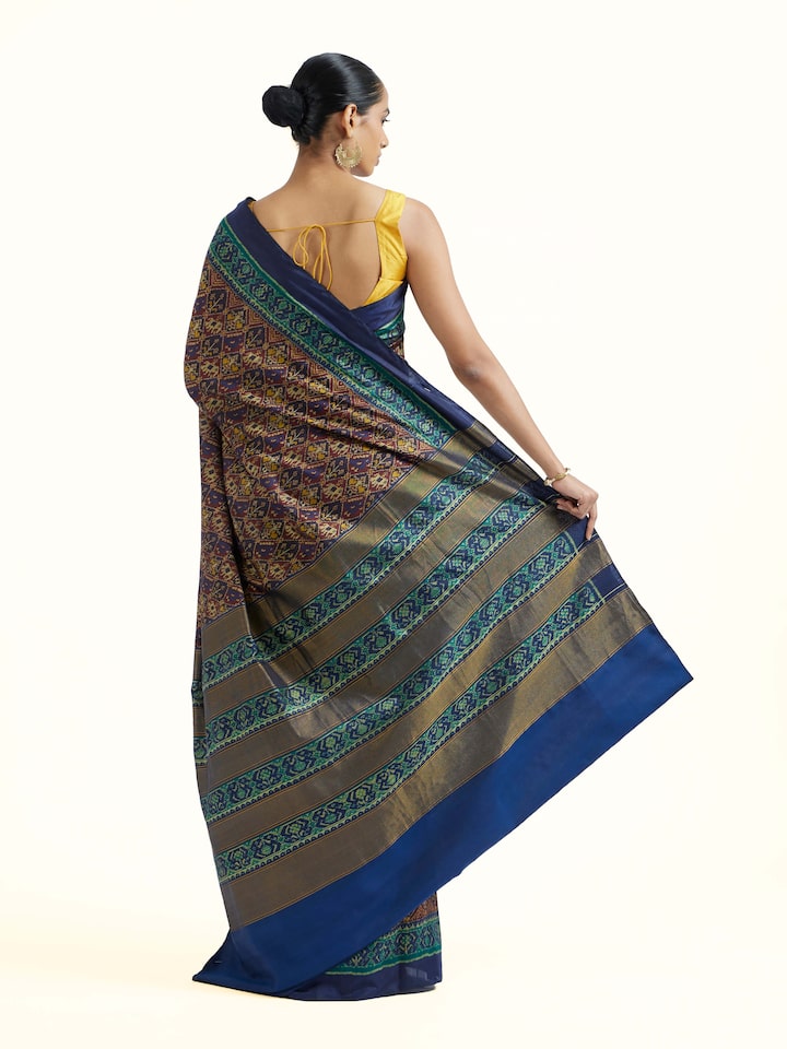 back view of rajkot micro patola saree