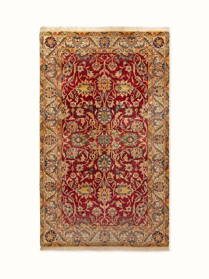 Front view of Ziegler traditional red Jaipur wool hand-knotted carpet displaying its rich red color and intricate design