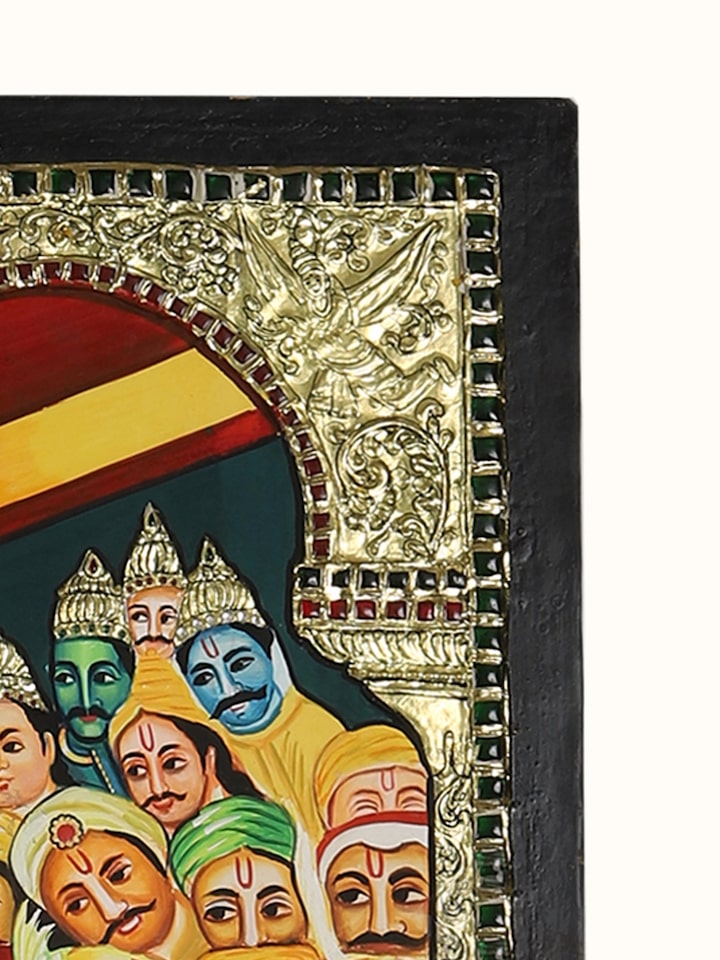 Rear detail view of the Sri Rama Pattabhishekam Thanjavur Painting