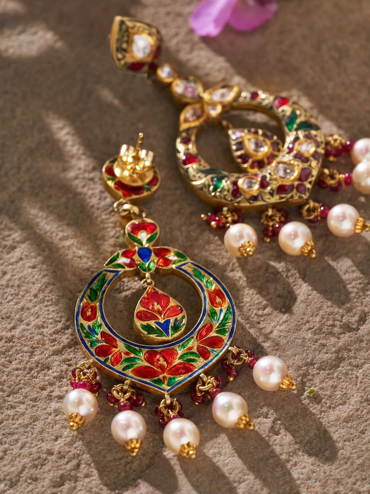 Partash 18 Karat Gold Chandabli Drop Earrings