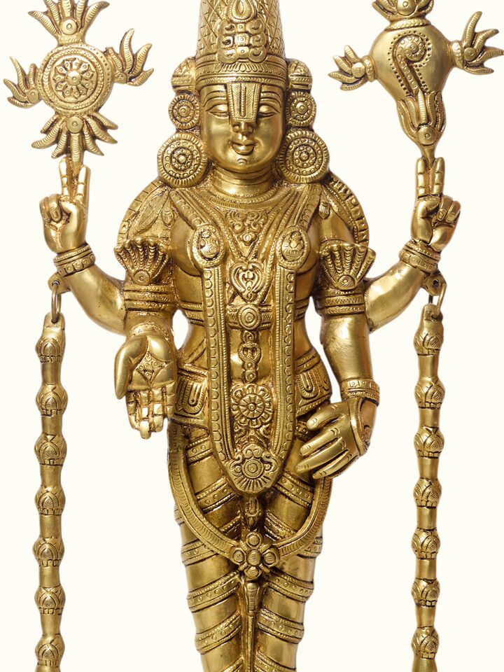 Rear view of the Brass Balaji Standing Idol