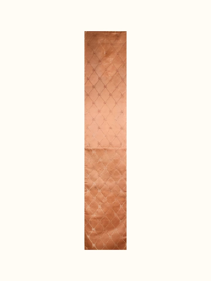 Naman peach silk Banarasi brocade handloom table runner – Swadesh