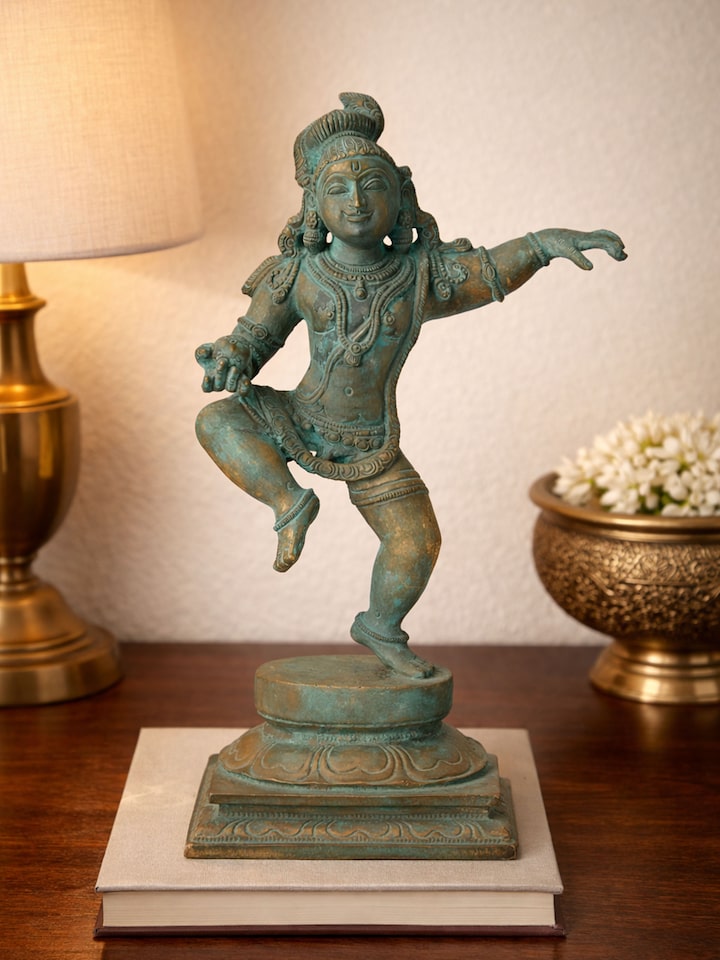 Front view of the Bronze Cast Butter Krishna Idol