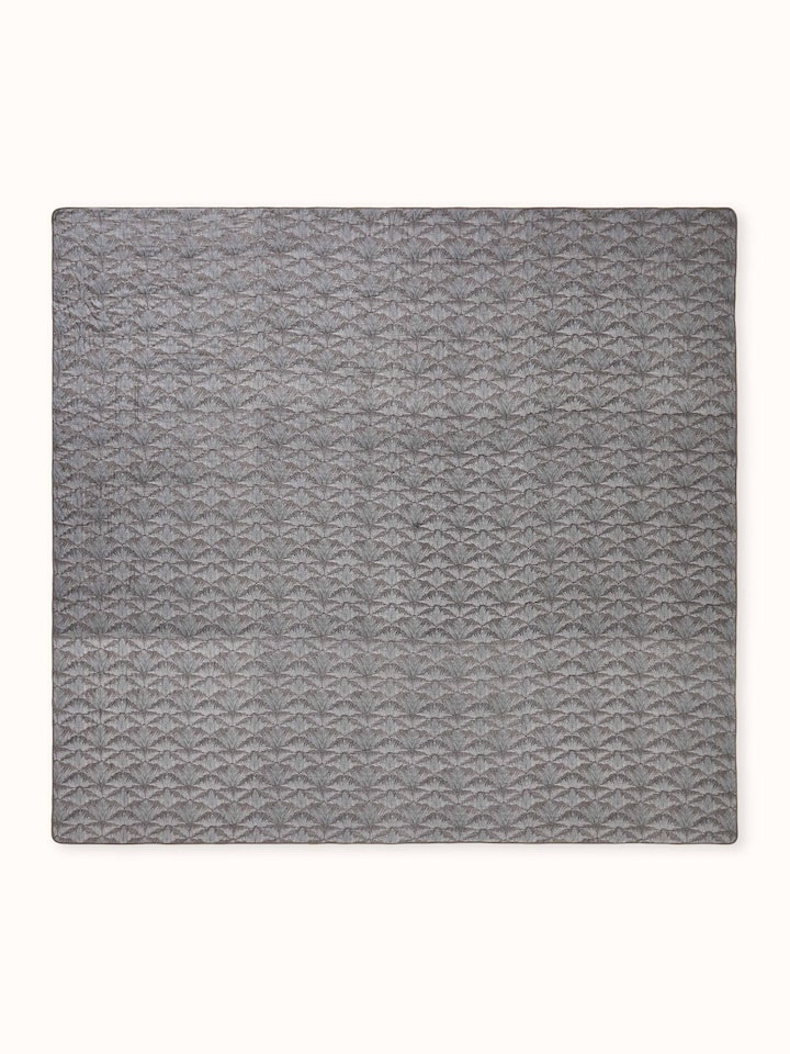 Parvat brown textured silk Sanganeri block printed double quilt