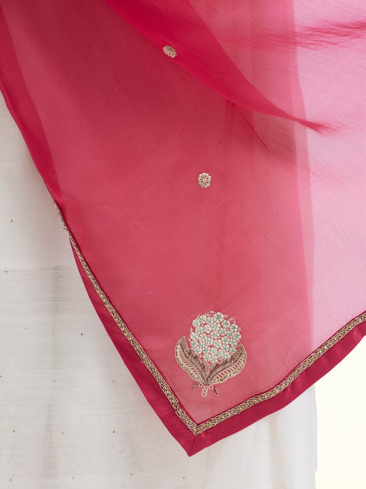 Detailed view of Berry Banarasi Handloom Dupatta focusing on the fine craftsmanship and texture
