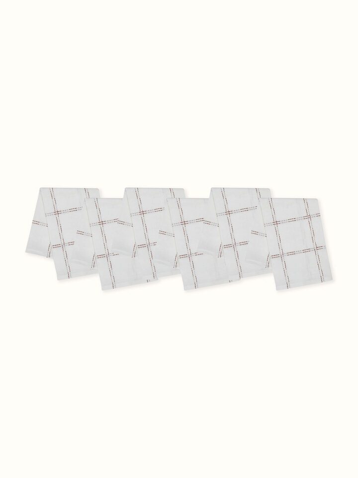 Vastav Rust Checks Cotton Handloom Dinner Napkins (6 Pcs)