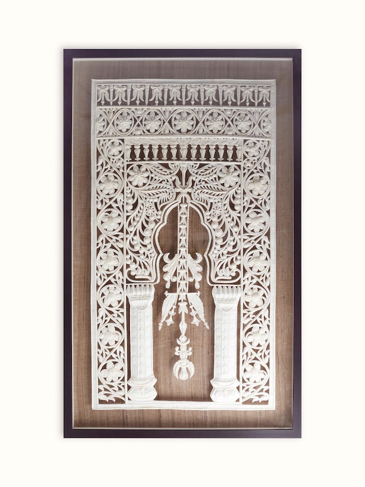 Front view of the Sholapith Jharokha Wall Hanging