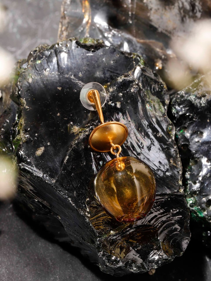 Silver Flame Glass Drop Earrings