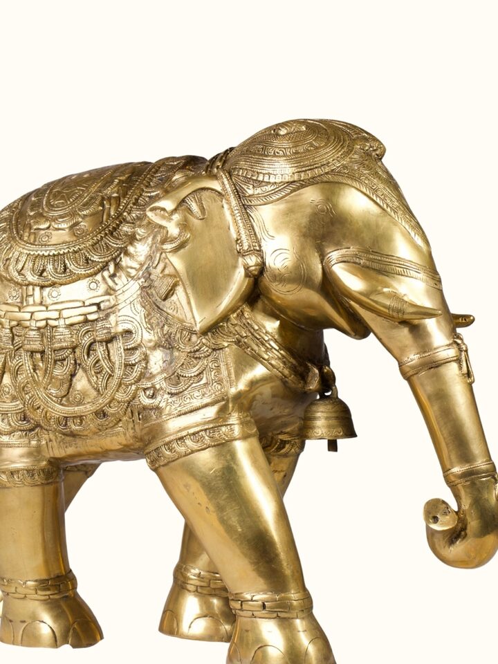 Detail view of Brass Airavat Elephant Figurine