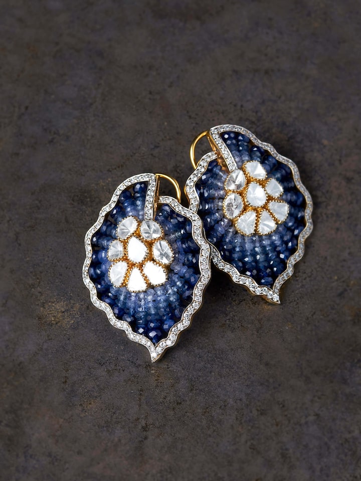 Lifestyle view of the Dank Polki 14 Karat Gold Studs