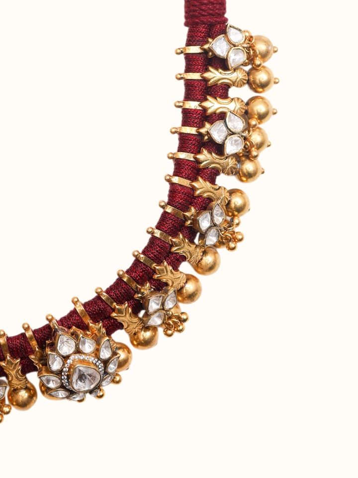 Close-up of the Silver Smithing Gold Plated Plaited Collar Necklace craftsmanship