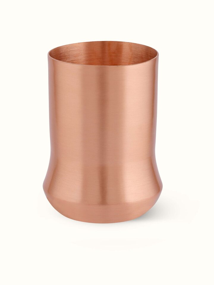 top view of copper metal glass