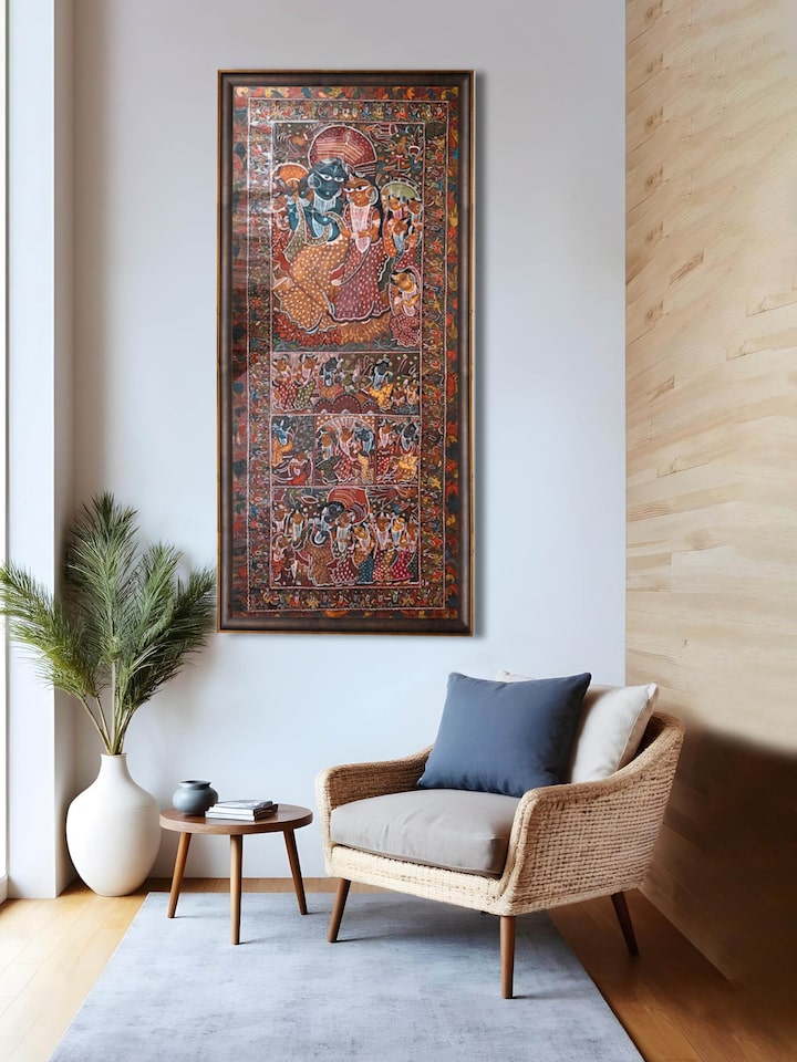 Lifestyle view of Krishna Patachitra Leela Painting