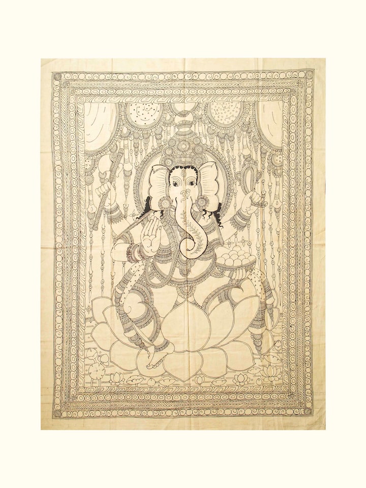 Front view of the Ganesha Kalamkari Hand Painted
