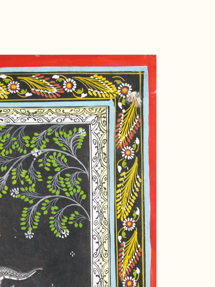 Side view of the Krishna Kaliyadalan Patachitra Painting