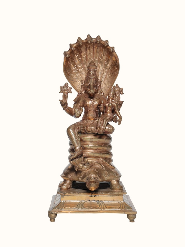 Front view of the Bronze Cast Lakshmi Varaha Idol