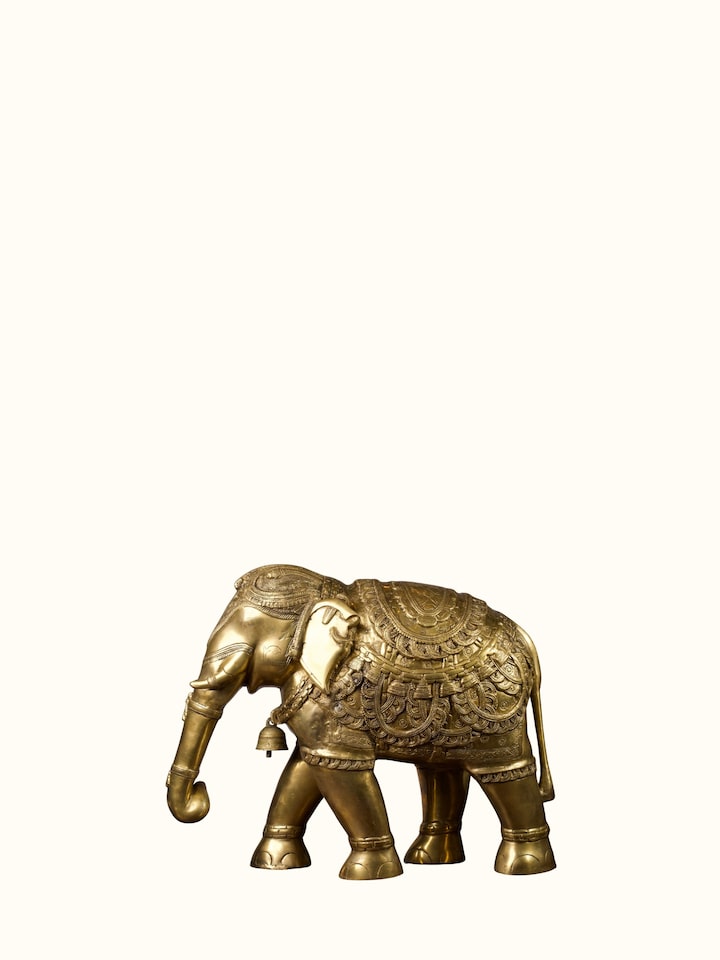 Back view of Brass Airavat Elephant Figurine