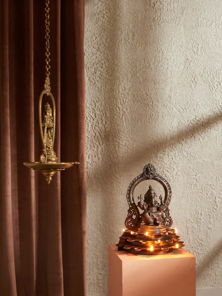 Polished Bronze-cast Diya