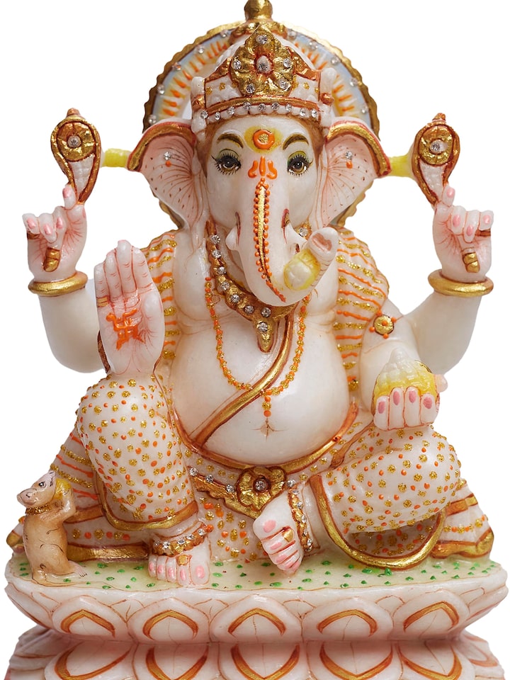 Detail shot of Carved Marble Ganesha Idol
