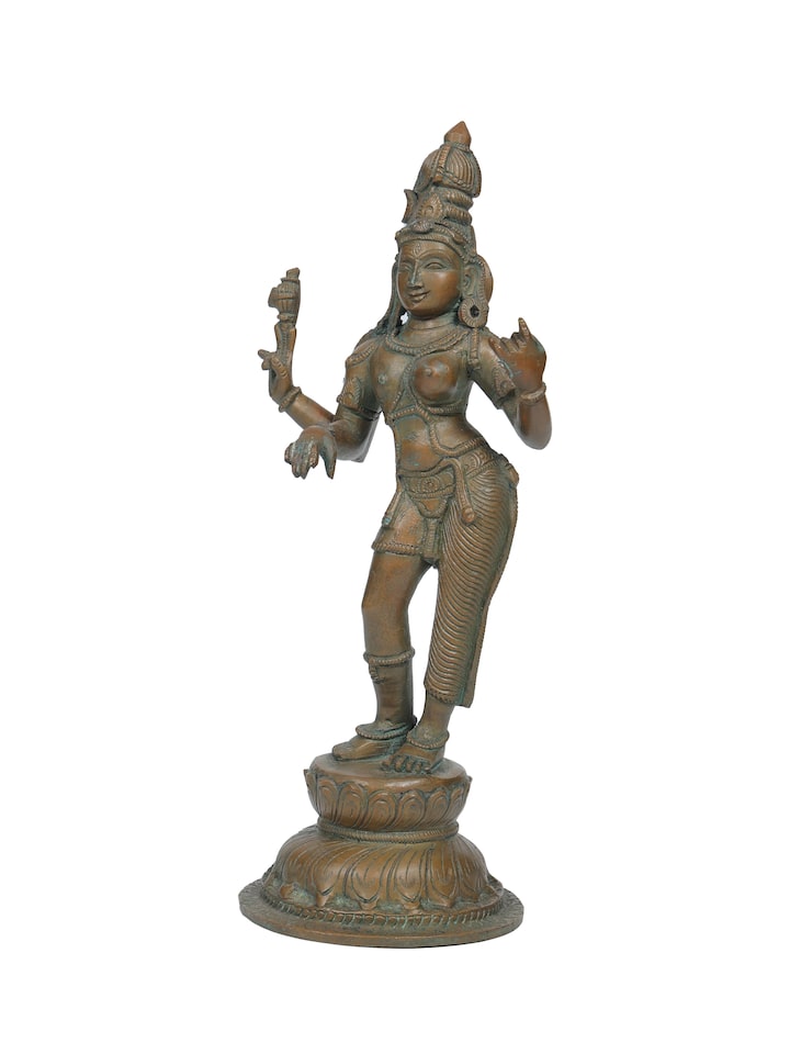 Angled view of the Bronze Cast Ardhanarishvara Idol