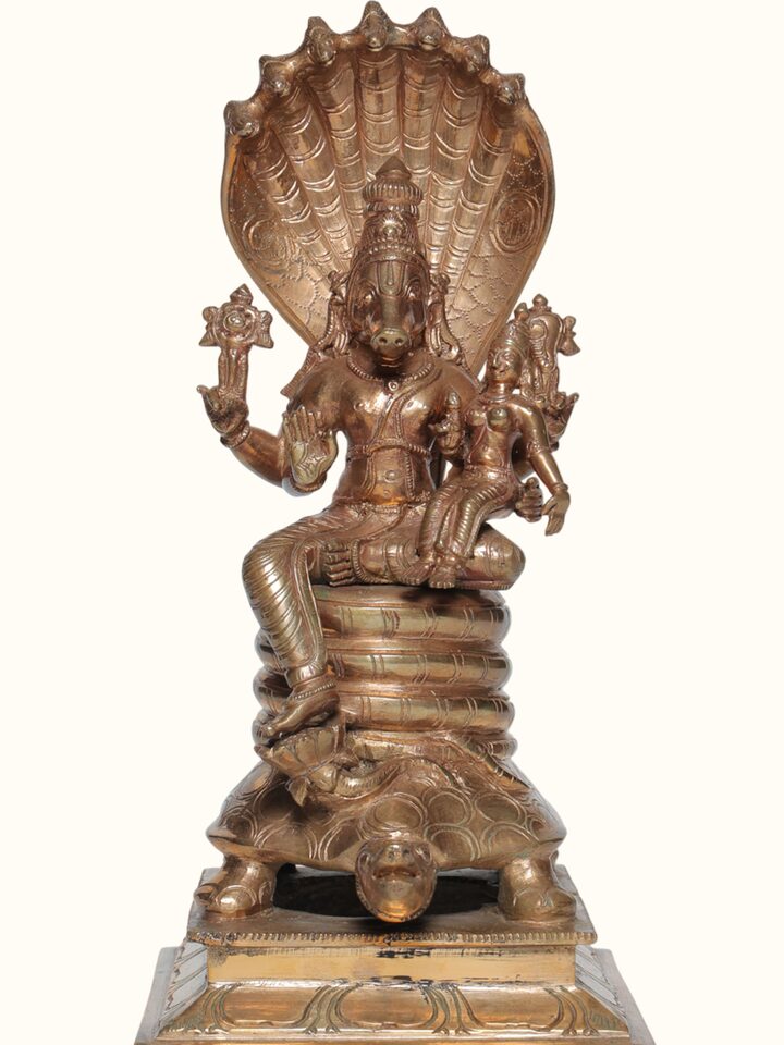 Detail view of the Bronze Cast Lakshmi Varaha Idol