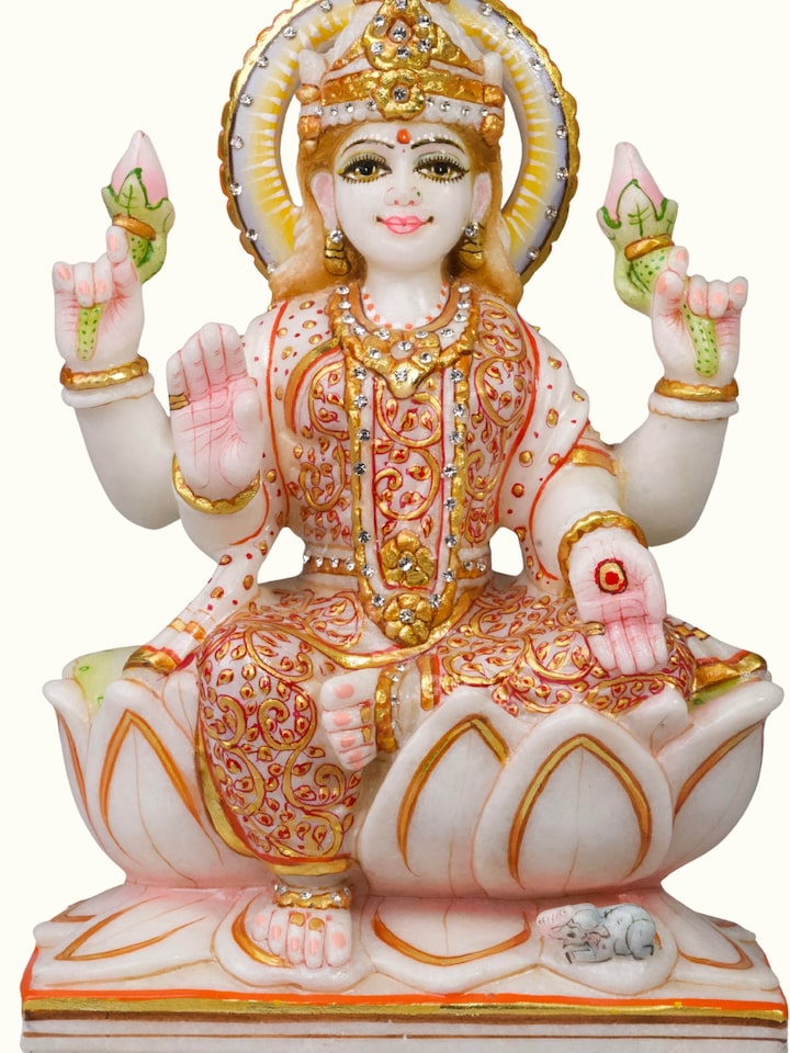 Open view of the Marble Carved Lakshmi Idol