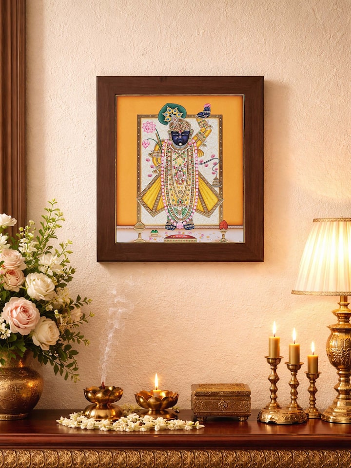 Left-side view of the Shrinathji in Gold Miniature Painting