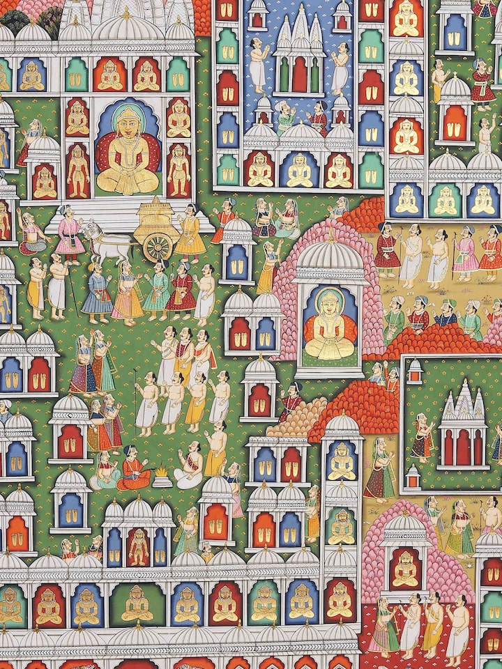 Detail view of the Palitana Pat Pichwai Painting