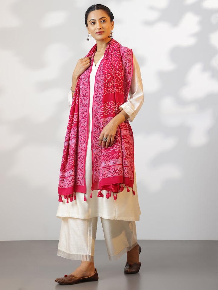 Pink Georgette Bandhani Tie & Dye Dupatta