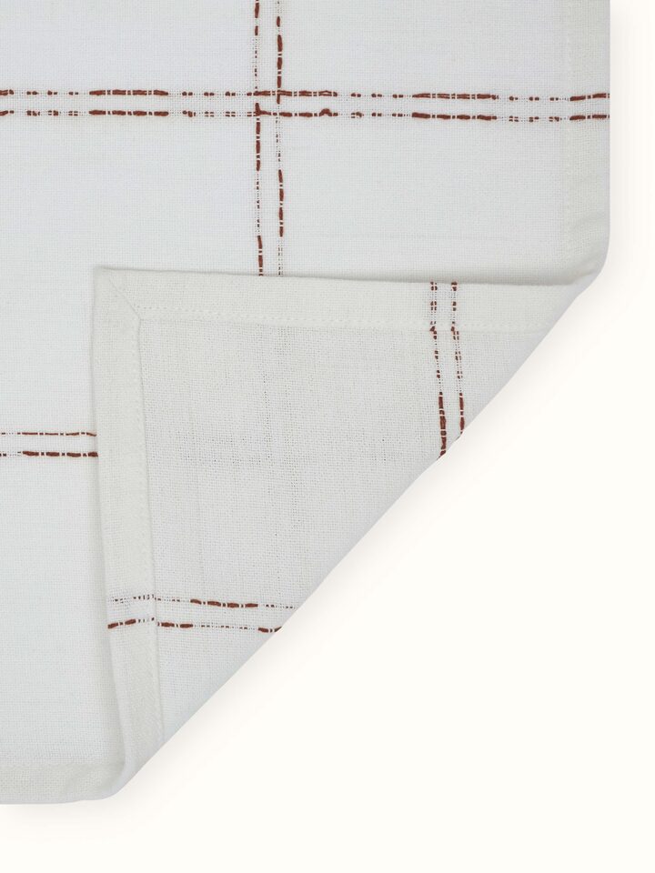 Vastav Rust Checks Cotton Handloom Dinner Napkins (6 Pcs)