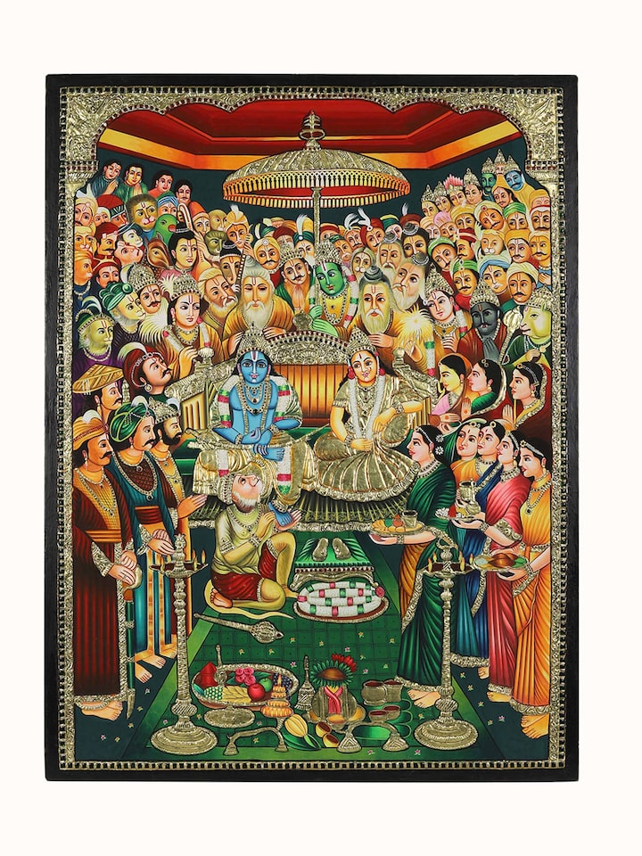 Front view of the Sri Rama Pattabhishekam Thanjavur Painting