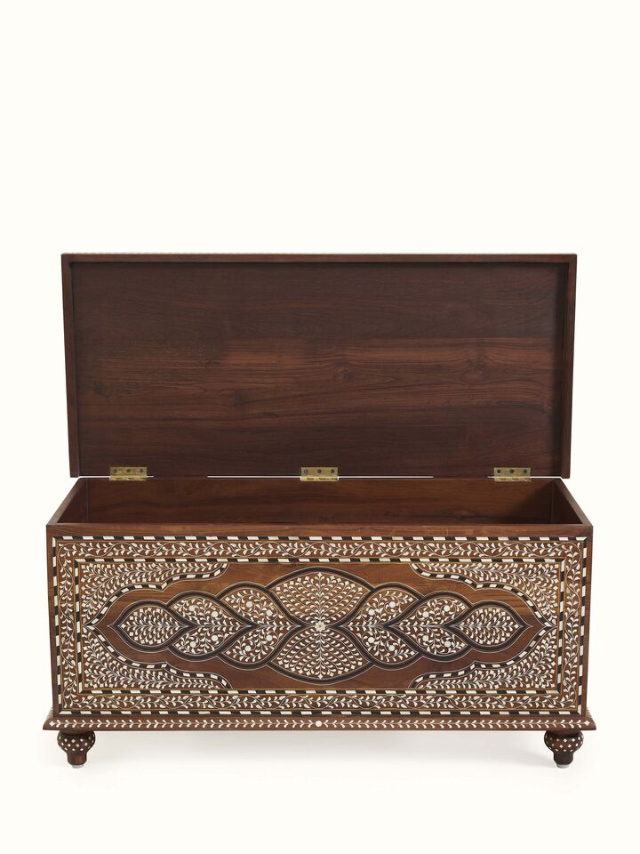 Top view of Teak Wood Inlay Trunk