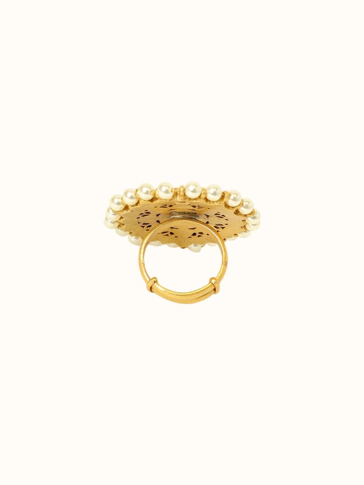 Close-up of the Jadau Silver Ring craftsmanship