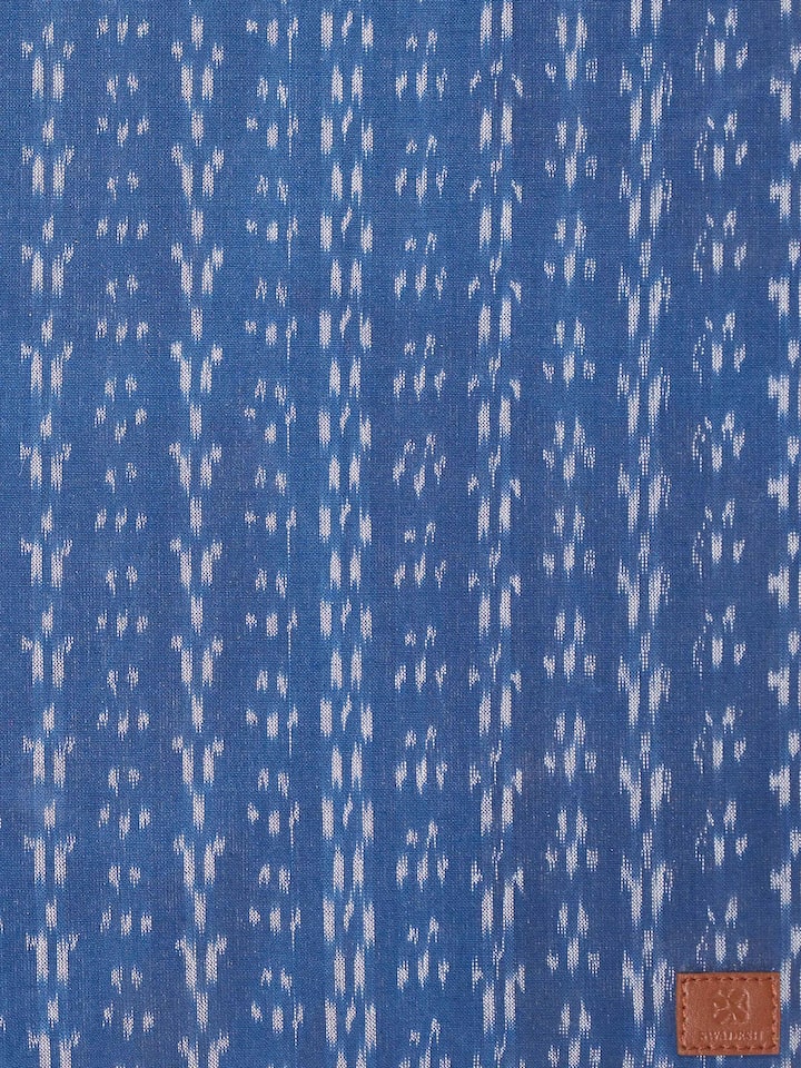 Detailed view of Swadesh Leather Desk Blotter in blue highlighting the fine leather texture and sophisticated style.