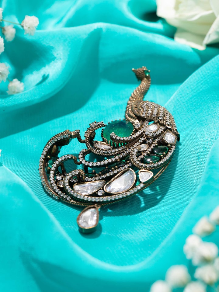 Styled detail view of Silver Smithing Brooch Pin pinned onto fabric, shown in an alternate styled shot
