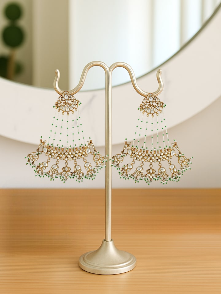 Styled view of Silver Smithing Chandelier Earrings worn on the ear, showing how it looks styled