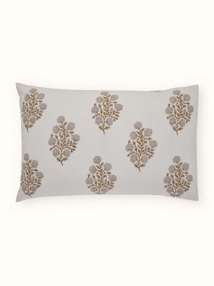 Saha Beige Buta Cotton Sanganeri Hand Block Print Pillow Cases (2 Pcs)